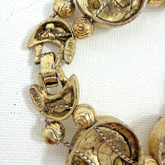 Vintage TOFA Gold Tone Charm Bracelets Lot Angels Moon Garden Tools Signed 1990s - Picture 7 of 11